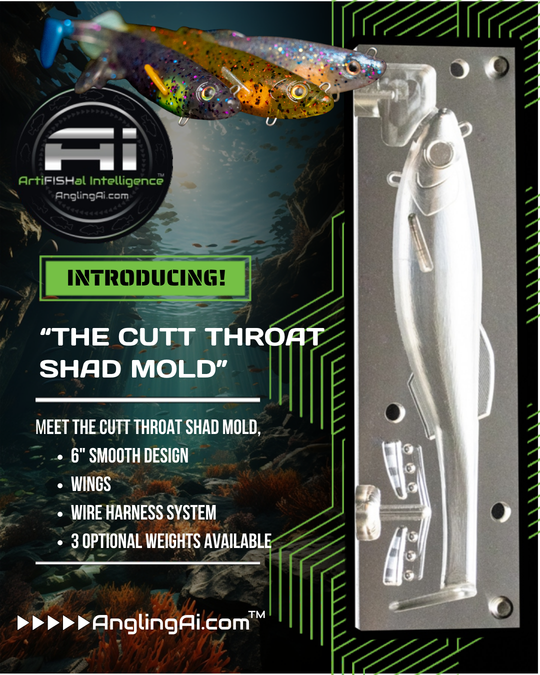 6" Cutt Throat Shad Mold- (1) Cavity Mold