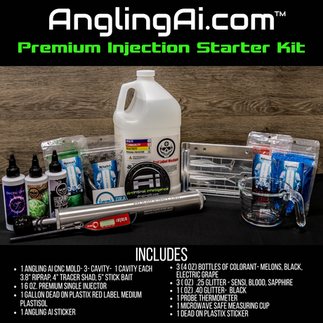 Angling A.i. Premium Injection Starter Kit with plastisol, mold, and injector